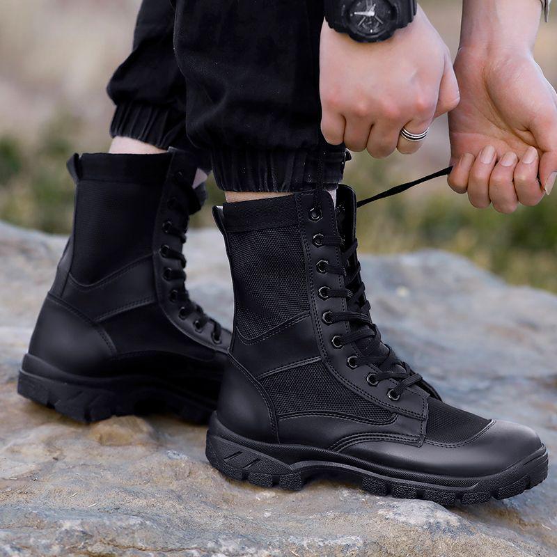 Men's Genuine Leather Mesh Breathable High-Top Hiking & Work Boots