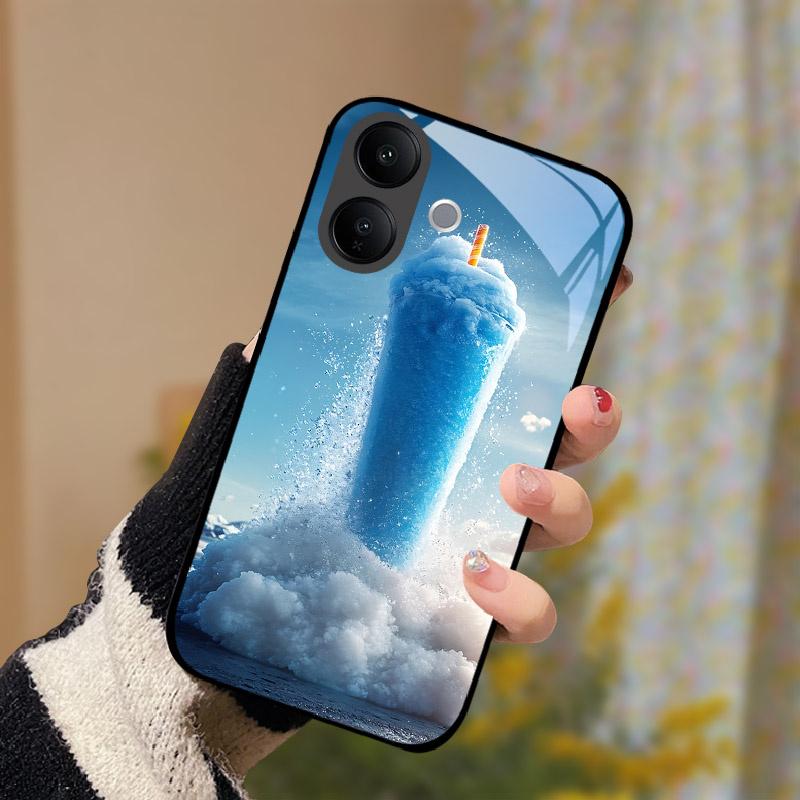 For VIVO V60 Lite V60Lite Case Fashion Painting Tempered Glass Cover For VIVO V 60 Lite Phone Shell Casing Anti Drop Fundas Capa