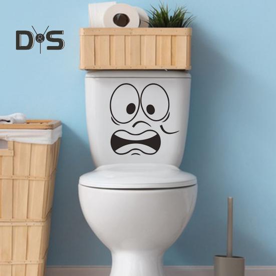 Toilettenaufkleber mit erschrockenem Ausdruck, wasserdicht, entfernbar, selbstklebend, PVC, Wandkunst, Cartoon-Ausdruck, Toilettensitzdeckel-Dekoration für Wohnzimmer und Badezimmer