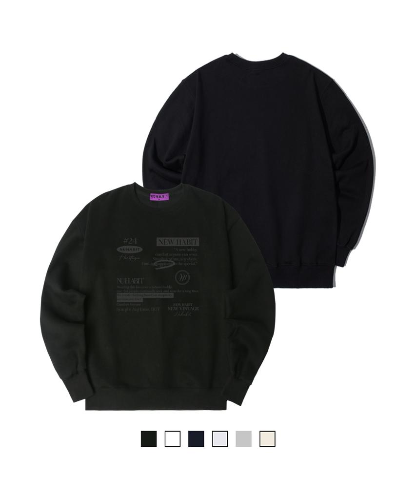 NUHABIT N/H Letter Page Oversized Fleece-Lined Sweatshirt (Som4-4Nh1225)