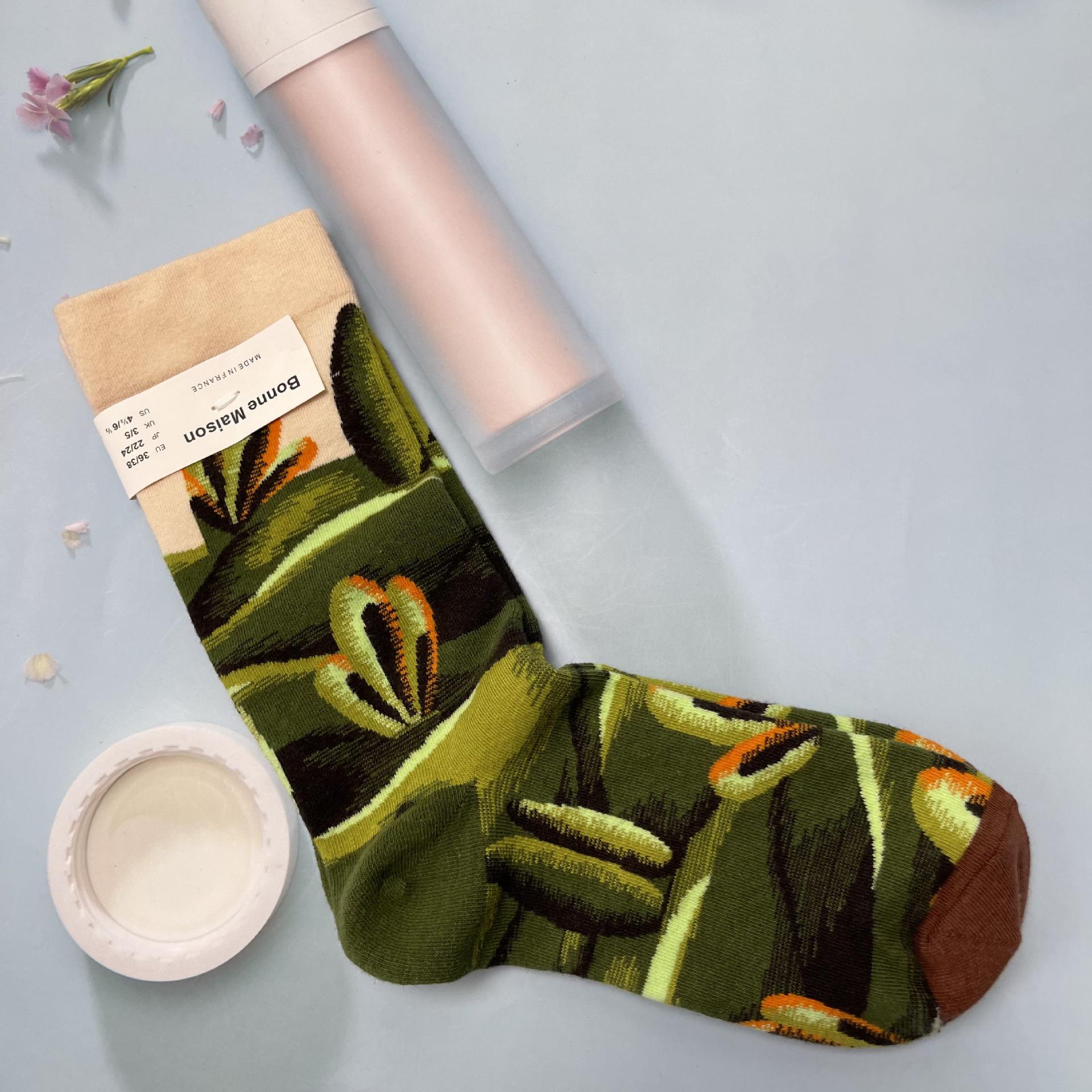 

Добрий дім: Ретро Олійний Живопис Шкарпетки до Середини Литки Розкішні Французькі Жіночі One Size 36-40