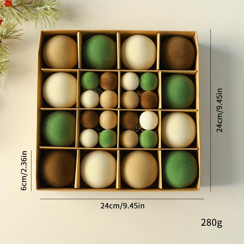 Christmas Tree Decor Flocking Balls Set With Multiple Colors For Holiday Festivities