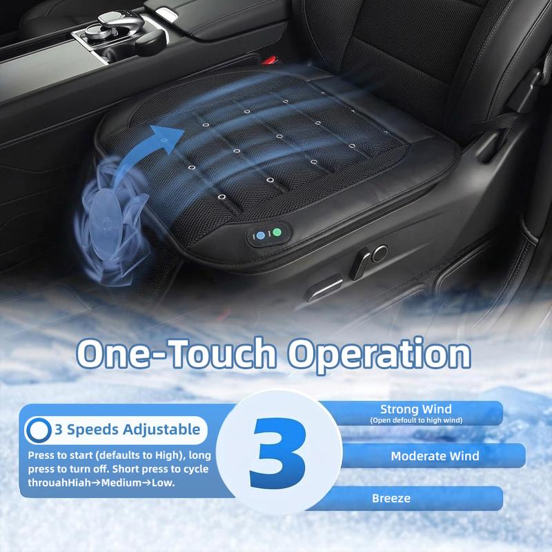 12V Universal Car Seat Cushion Fast Blow Ventilation Cooling Fan 3D Spacer Square Auto Seat Cover Breathable Summer Driving Mat