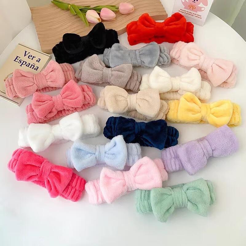 Coral Fleece Bowknot Absorbent Headband