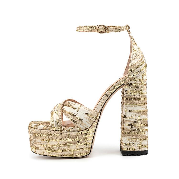 Fashion 2024 Summer Mixed Color High Heel Women's Sandals New Waterproof Platform Buckle Blue Large Size 36-43 Sexy Women's Shoes