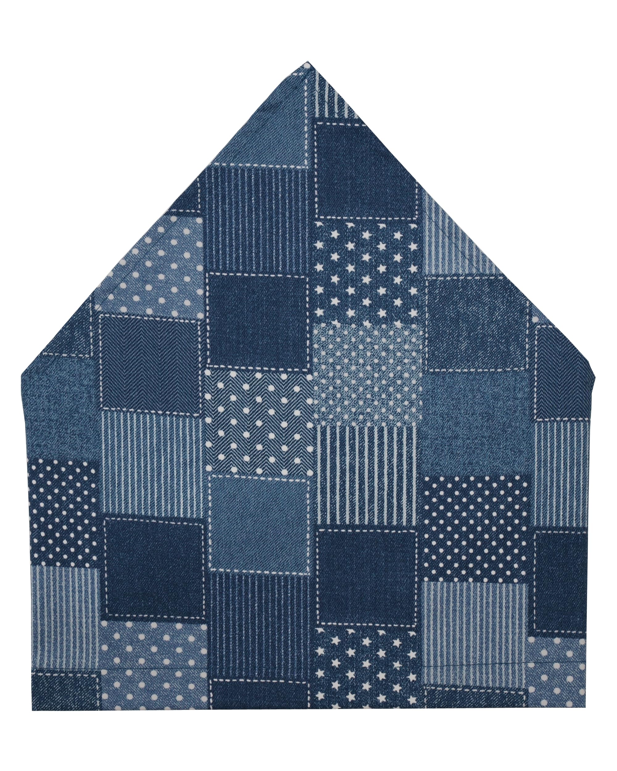 

Nicomako Triangle Bandana with Elastic Kids Boys Japanese Made Apron Patchwork Blue Size M