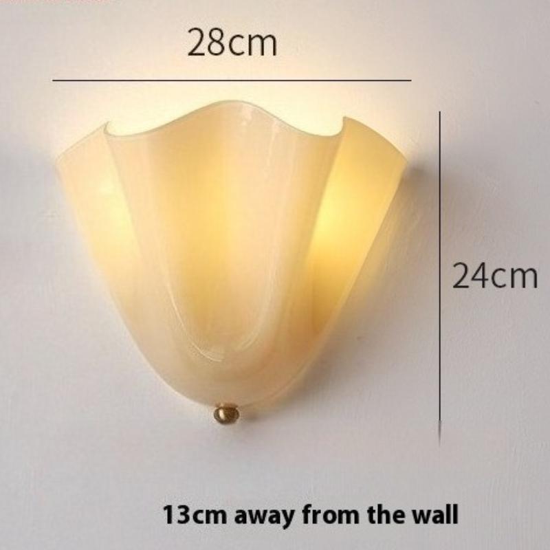 

New Retro LED Glass Wall Lamp Shell Modeling Living Room Background Wall Corridor Bedroom Bedside Decorative Lighting Tricolor light