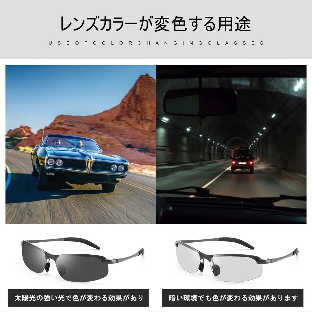 [FEISEDY] Photochromic Polarized Sunglasses for Men, Metal Frame, UV Protection, Lightweight, for Golf, Sports, and Driving, B1067