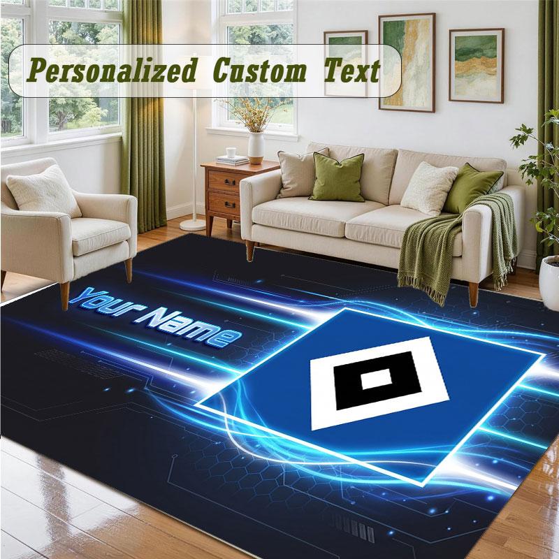 Crystal Velvet Square Rug Custom NameHamburger SV Pattern Non Slip Home Floor Decor Rug