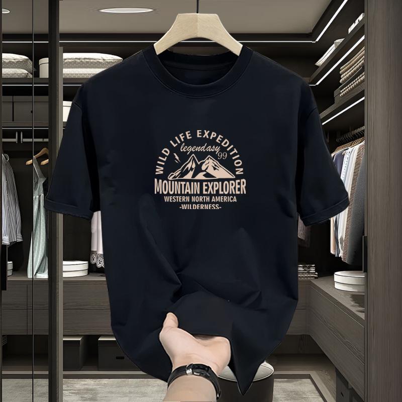 

Мужская хлопковая футболка оверсайз в американском ретро-стиле с круглым вырезом, 2024 S (80-110 lbs)