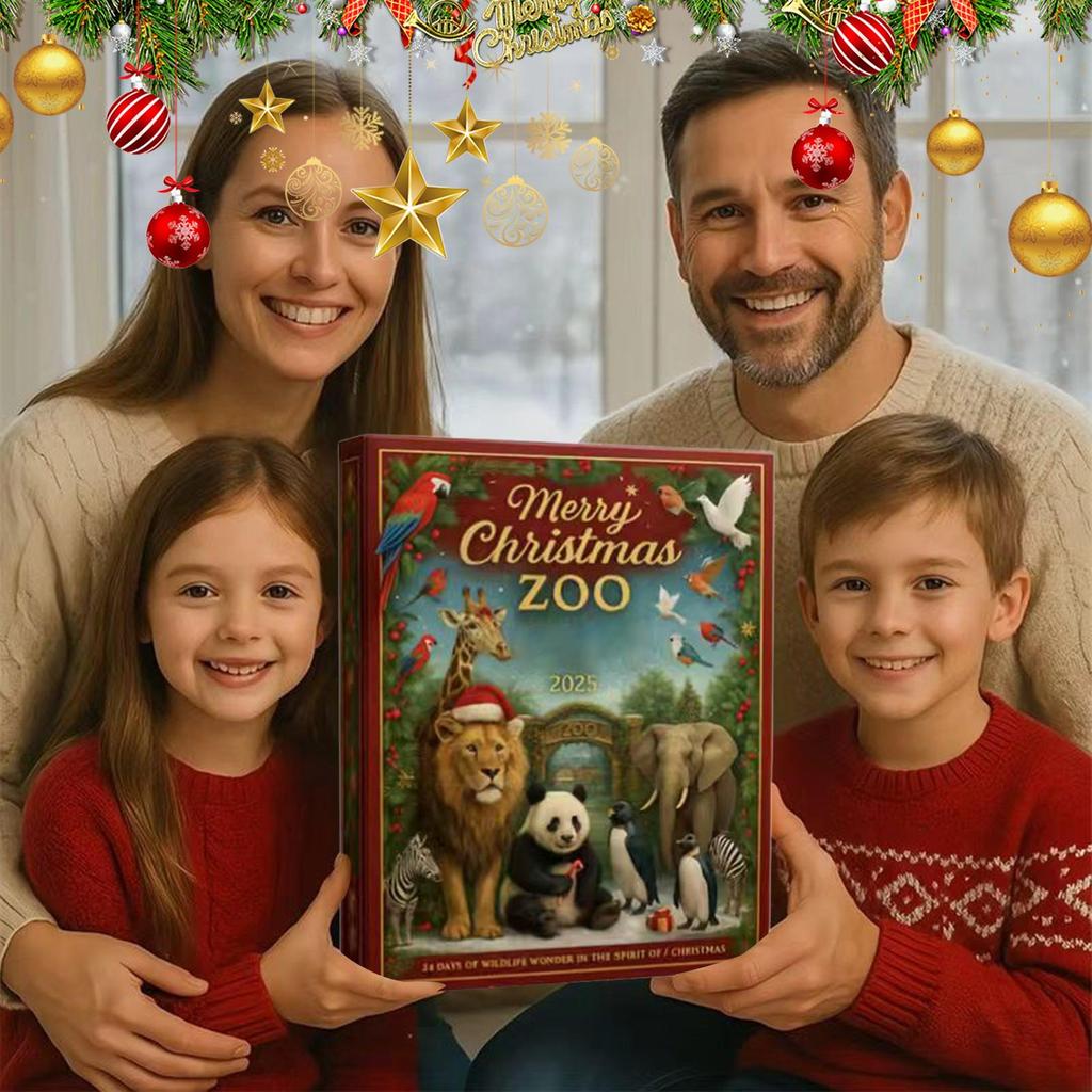 Animal Advent Calendar for Kids 24 Days Christmas Countdown 2D Acrylic Hanging Pendant for Christmas Holiday Party