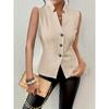 Zomer Nieuwe Dames V-hals Knopen Mouwloos Vest Vest Klein Pak Vest