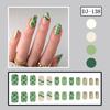 24Pcs Patrick's Day False Nail Green Shamrock Patterned Glitters Press on Nail for Adding Festival Charm to Any Outfit
