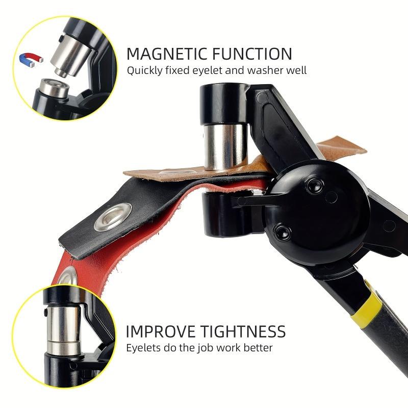"1set 200pcs Heavy-Duty Metal Eyelet Punch Kit with 3/8"" Eyelets, Automatic Spring Mechanism, Ergonomic Handle, for Tarp, Leather, Fabric"