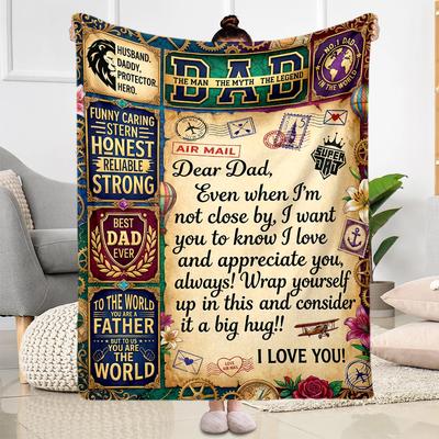 Love Letter To Dad Flannel Blanket-Soft and Suitable for Sofas,Beds,Offices,Travel,All Seasons,Great Gift for Holidays and Birthdays.
