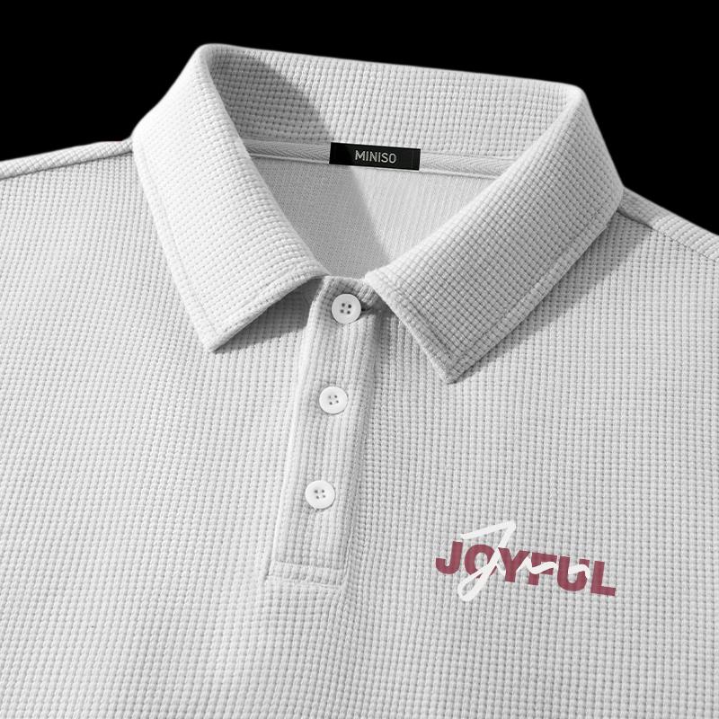 

MINISO Men s Waffle Knit Short Sleeve Polo Shirt L
