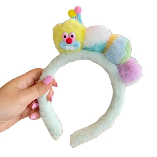 Caterpillar Headband Girls Plush Texture Cartoon Shape Rich Color Makeup Wash Face Hair Hoop Hair Fixing Accessory