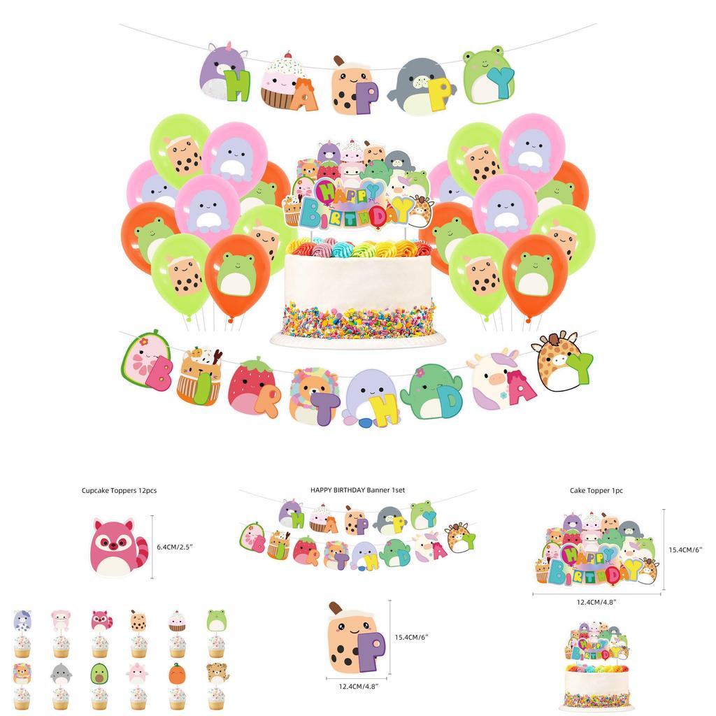 Squishmallows Theme Birthday Party Decorations Balloons Cake Toppers And Banner
