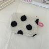 Women Plush Love Lipstick Cosmetic Storage Bag Heart Dot Stripes Leopard Print Clutch Mini Key Coin Purse ID Bag Case