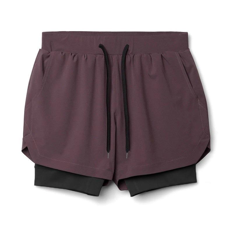 Herren 2-in-1 Kompressionsshorts Elastischer Bund Mit Handytasche Fitnessbekleidung