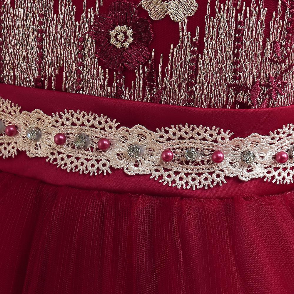 Fluffy Tulle Christmas Girls Dresses Formal Embroidery Bridesmaid Wedding Princess Kids Party Dress for Girl Costume Birthday Gown