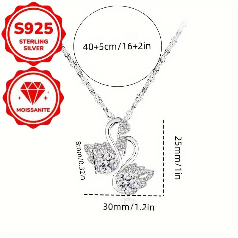 Luxuriöse Halskette mit einem Doppelgänse-Design S925Reines Silber-Anhänger, besetzt mit funkelndem Moissanit. Sie ist eine ideale Wahl für Bankette,