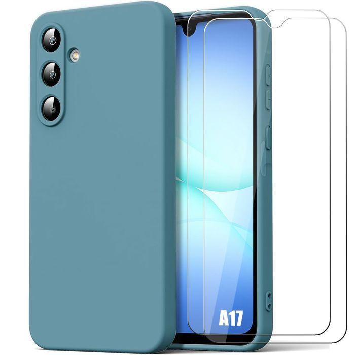 Coque de Protection - BOOLING - pour Samsung Galaxy A17 4G/5G - Silicone Souple Vert Bleu - 2 Vitres
