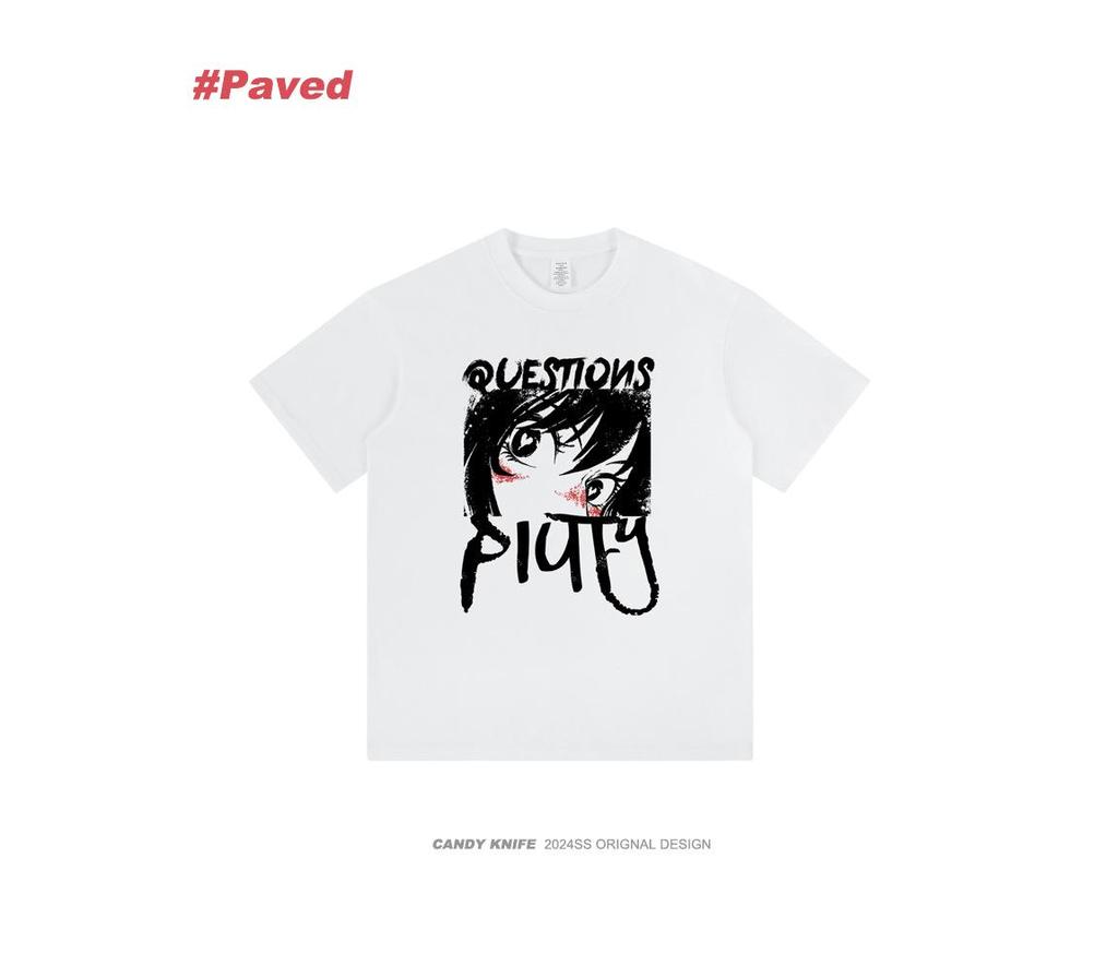 Japanisches Anime Streetwear Schwergewicht T-Shirt aus reiner Baumwolle - Kurzarm, Hip Hop, Unisex, Lockere Passform, Sommer.