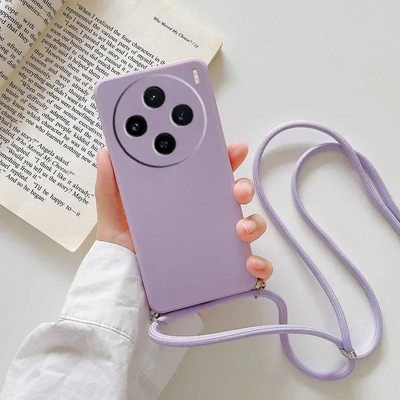 

Для Xiaomi 15 ультра мягкий ремешок через плечо ожерелье цепочка ТПУ чехол для Xiaomi Mi 15ultra 14T 15 Pro POCO M7 X7pro силиконовый чехол for POCO X7 pro фиолетовый