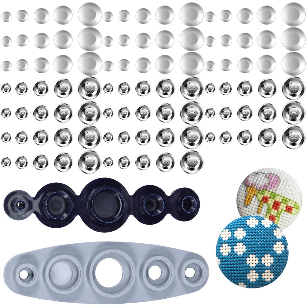 100 pcs lid button kit 5 different sizes of lid buttons with 5-in-1 button tool aluminum alloy button process kit DIY cover