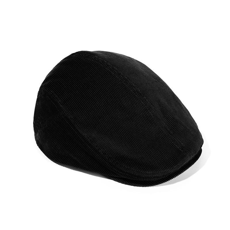 Ретро Вельветовый Берет с Широкими Полями - Однотонный, Теплый, Универсальный, Подходит для Большой Головы adjustable чёрный