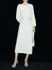 Autumn 2025 Elegant High-Waisted Porcelain White Sequin Midi Skirt for Women