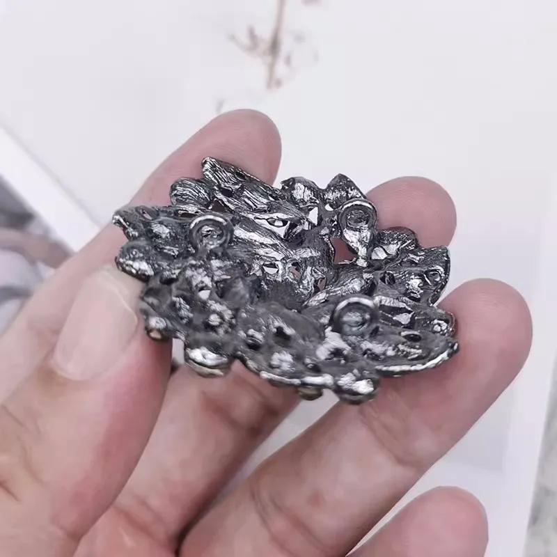 1pcs High-grade Black White Champagne Rhinestone Flower Buttons Fur Mink Coat Collar Decorative Buttons 50mm