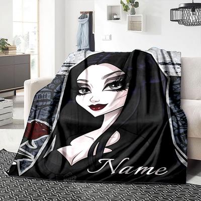Custom Name Dark Gothic Beauty Party Blanket For Couch Bed Plush Cozy Fuzzy Blanket Super Soft Warm Blankets For Fall And Winter 0916166