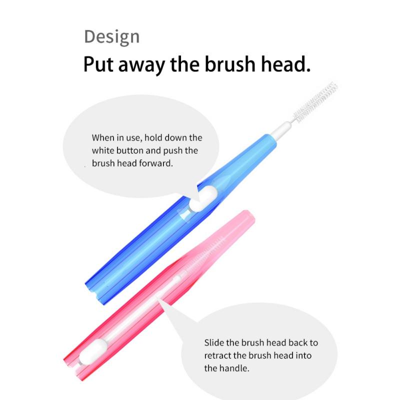 60 Pcs/Pack Push-Pull Interdental Brush Gum Interdental Tooth Brush Orthodontic Toothbrush Oral Care Toothpick