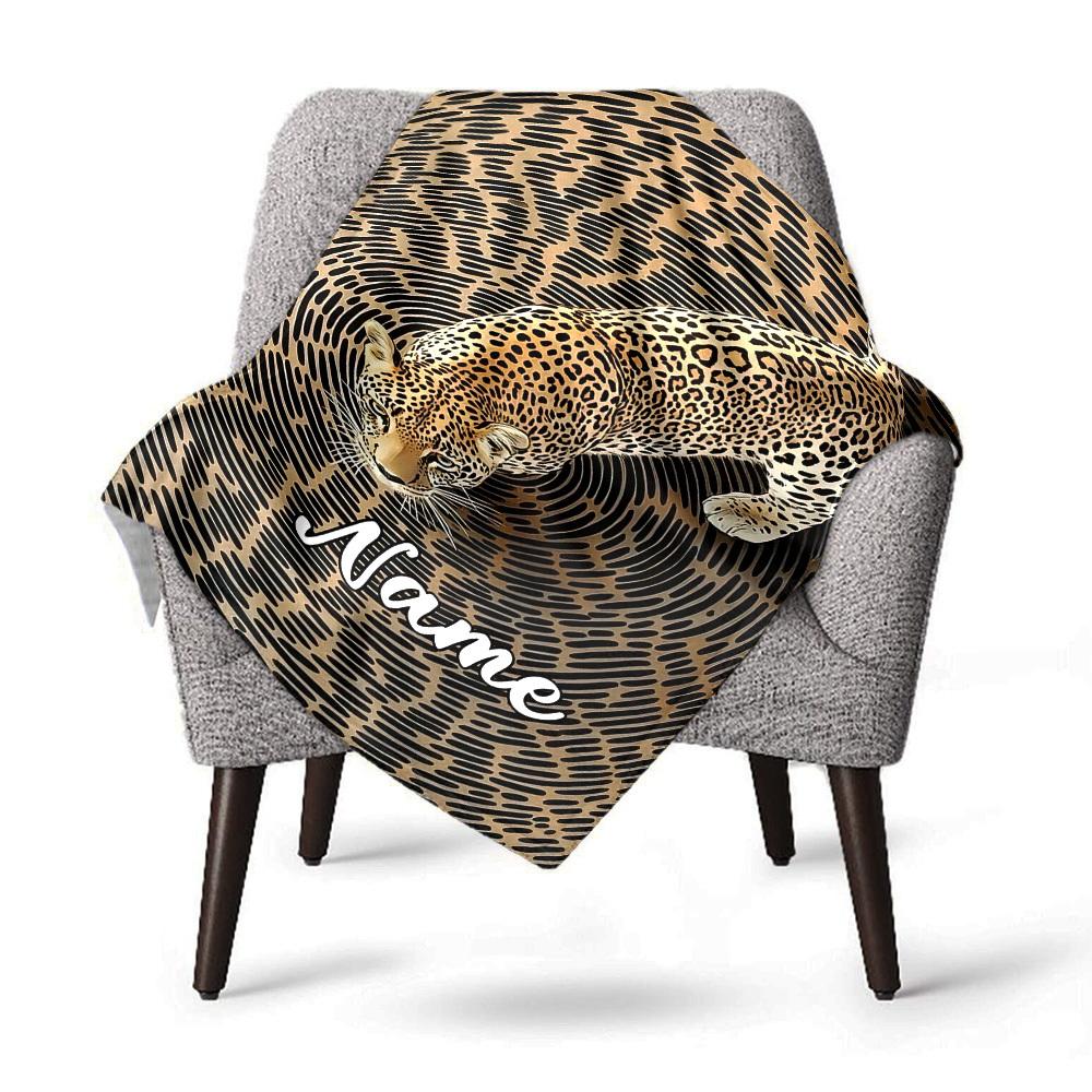 Home Customize Your Name Leopard Print Blanket Comfortable Soft Lightweight Allseason Multipurpose Blanket For Picnics Sofas Offices Beds Living Rooms