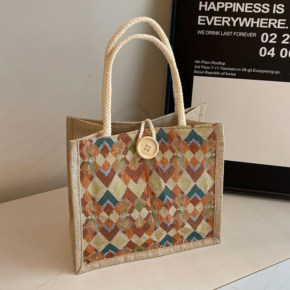 Portable Flax Portable Hand Bag Hand-held Small Size Linen Bag Waterproof Small Shoulder Bags Women хаки