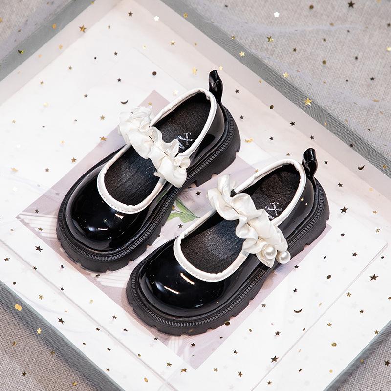 

2025 Spring New Children Leather Shoes for Girls Soft Princess Non-slip Elegant Mary Jane Shoes for Party Wedding Hook Loop 28 чёрный