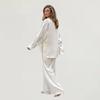 Elegant Silk Shirt Bra Pants Sets 3 Pieces Women Casual Single Breasted Lapel Loose Shirts Corset Straight Trousers Suits Female