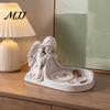 Imitation Stone Texture Tray Angel Figurine Key Tray, Faux Catchall Decorative Small Item Holder for Entryway Desktop Storage Dish Table Home