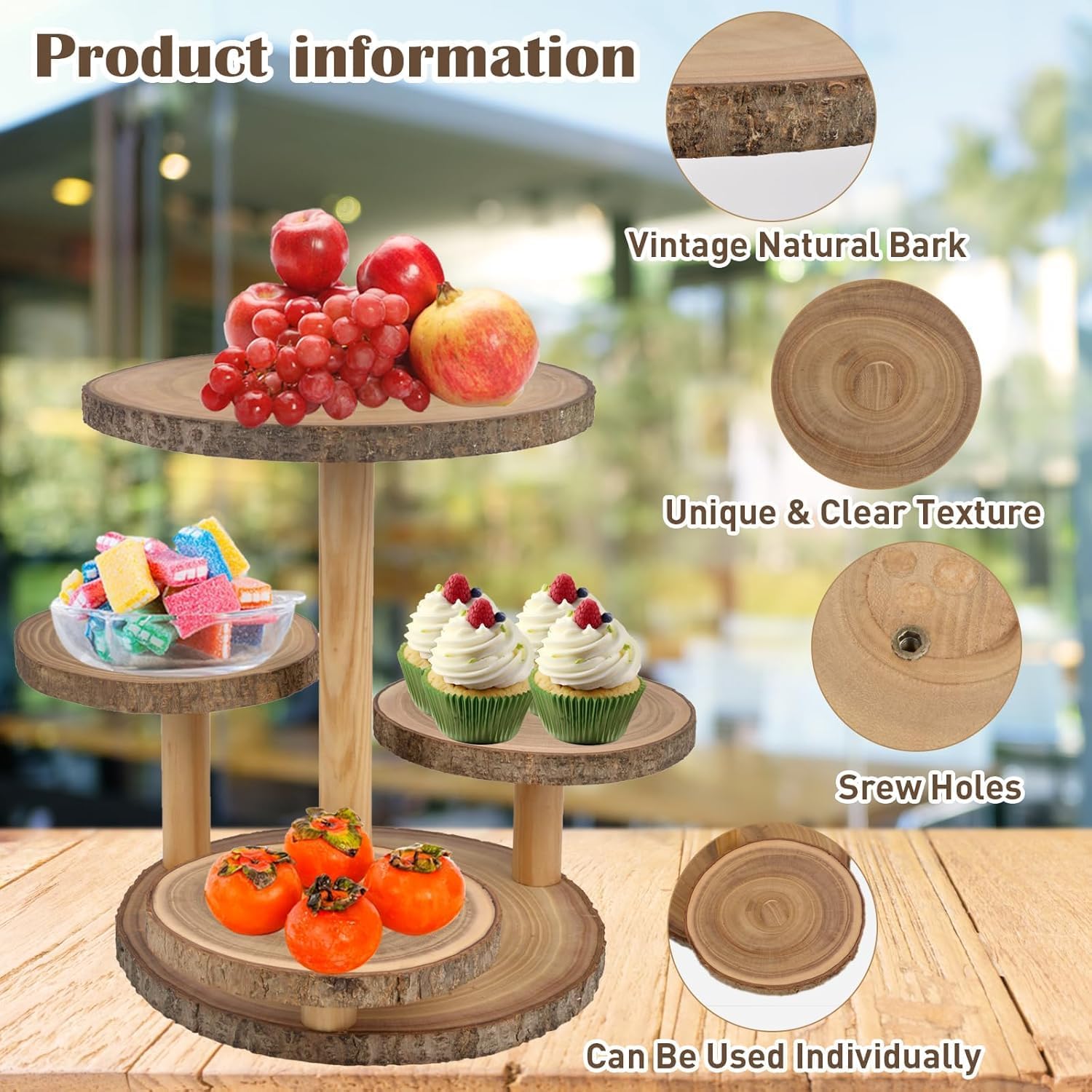 Cupcake Stand Display - Wood Dessert Cupcake Stand Display, 4 Tier Cupcake Stands for 50 Cupcakes, Cup Cake Tower Stand Holder, Cake Stands for