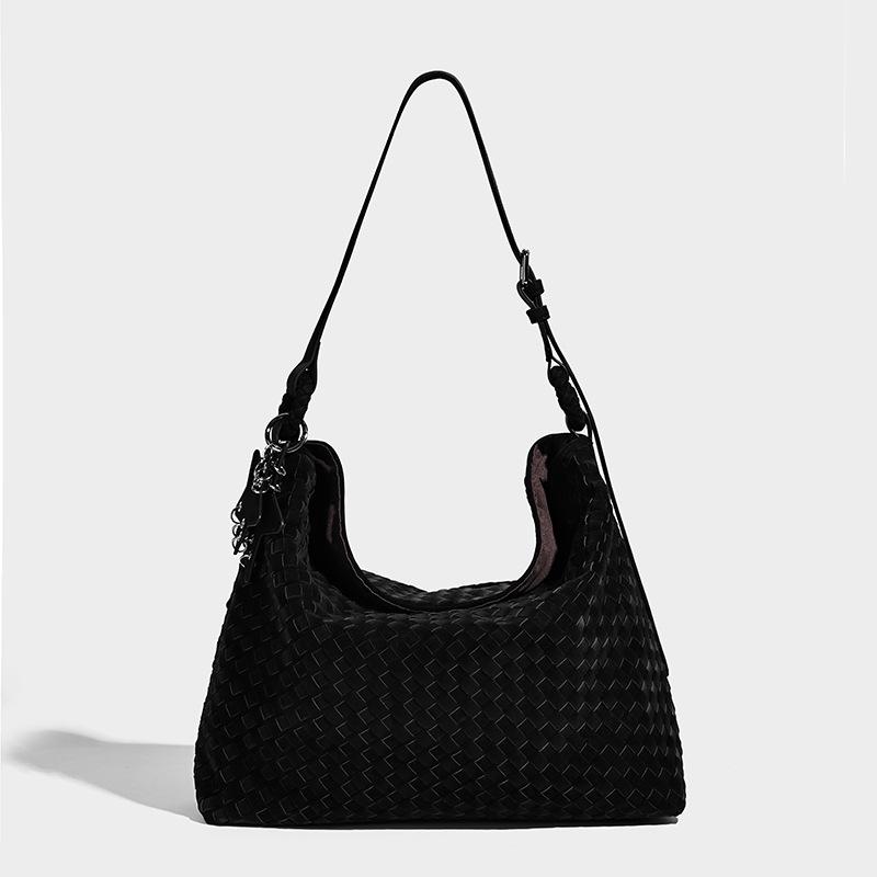 2025 Fall/Winter New Handmade Woven Women's Bag, Single Shoulder Underarm Crossbody Bag, Suede Casual Large Tote Handbag