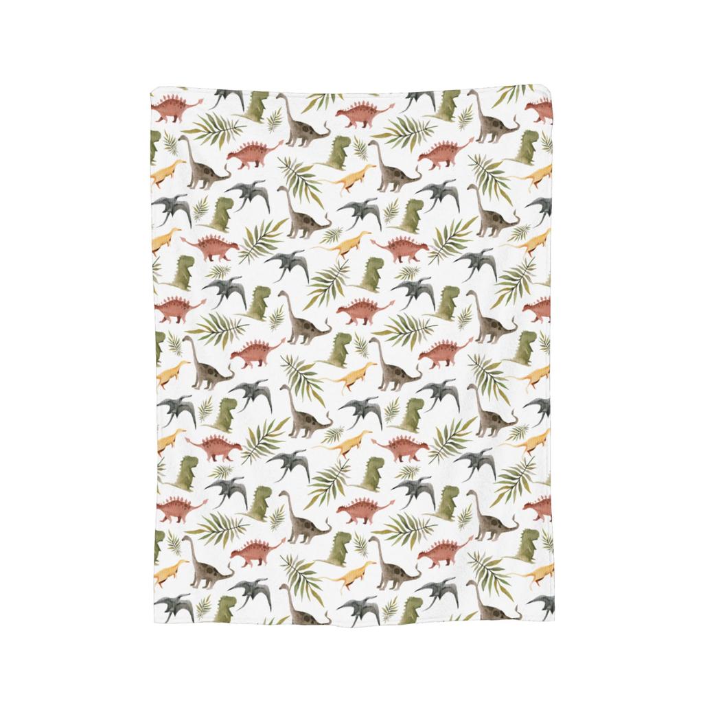 Cute Watercolor Dinosaur Blanket Flannel Winter Breathable Soft Throw Blanket for Home Bedroom Bedspreads