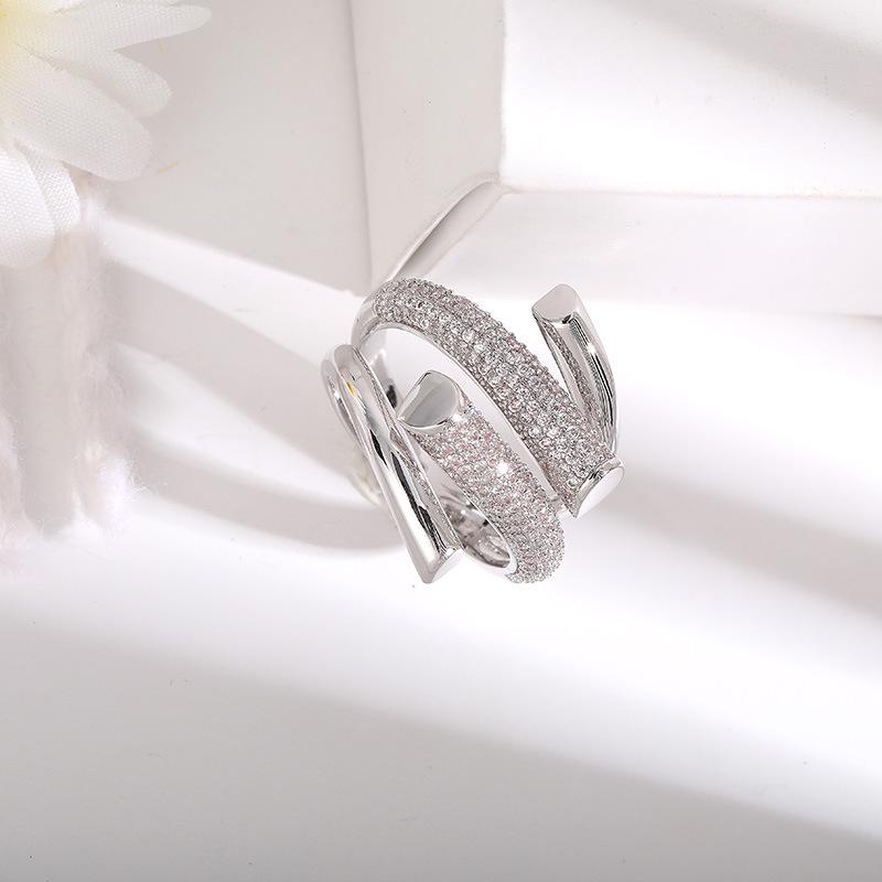 Korean Irregular Design Women s Trendy Open Ring - Fashionable Internet Celebrity Index Finger Jewelry Adjustable Open Ring