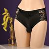 M-3Xl Large Size Sissy Pouch Panties Men Lace See Through Crossdressing Briefs Bullet Separation Underpant Gay Erotic Brief