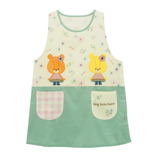 ON NISHIKI Lulu Roro Apron for Nursery Teachers, Women's, Adult, Embroidered Appliqu?, Side Buttons, Quick-Drying, Wrinkle-Resistant, Character Apron