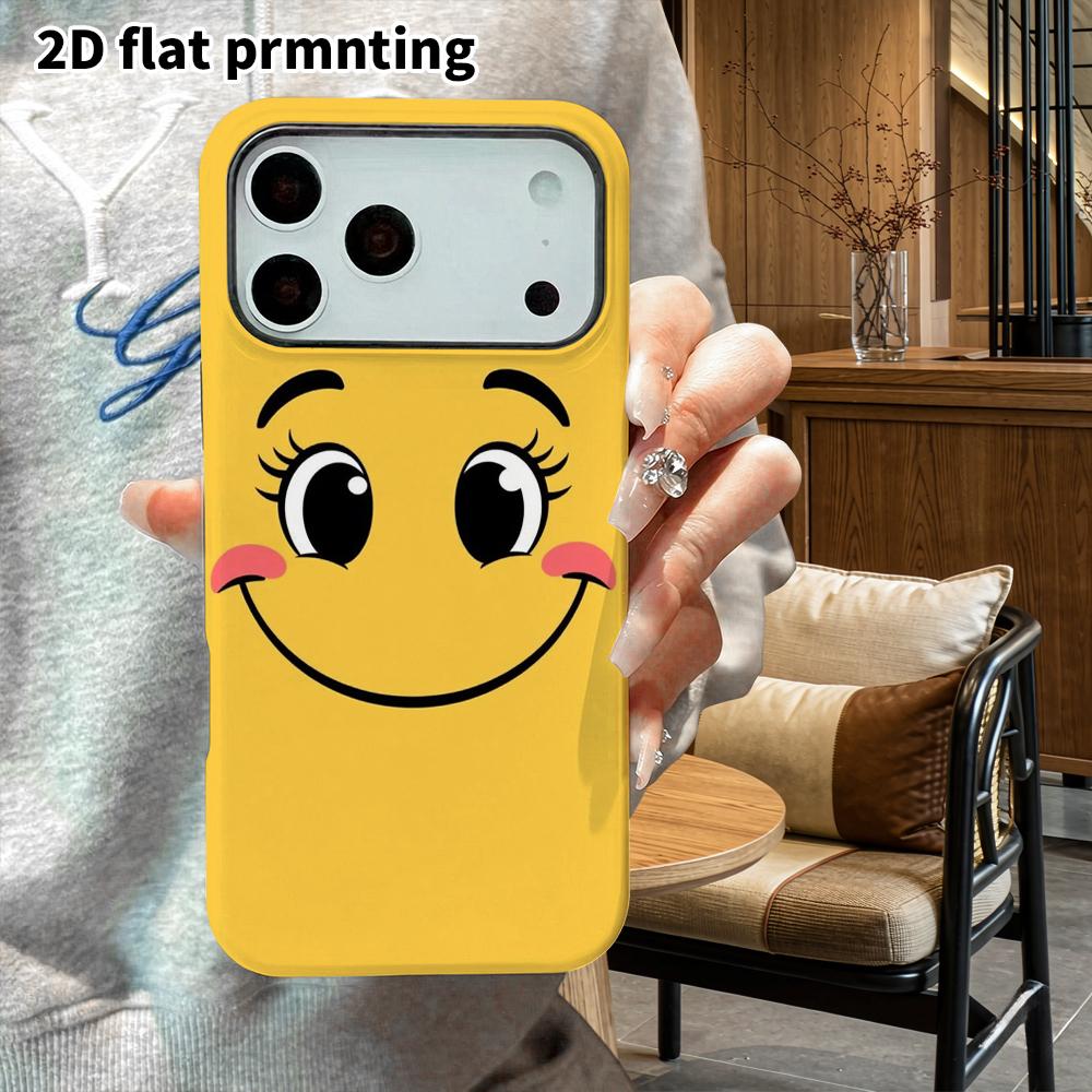 Phone Case: 2D Flat Design Suitable for iPhone 18 17 16 15 14 13 Pro Film Protective Case, Couple Style, Yellow Smile, Christmas and Halloween Gift