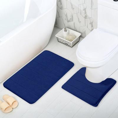 Yousheng 2 Pezzi/Set Tappetino da Bagno Fondo Antiscivolo 40x60cm 40x50cm Vello Corallo Quadrato a U Tappetino da Bagno