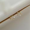 925 Sterling Silver Electroplated 14K Gold Asymmetric Star Zircon Earrings for Women Student Mini Simple Jewelry