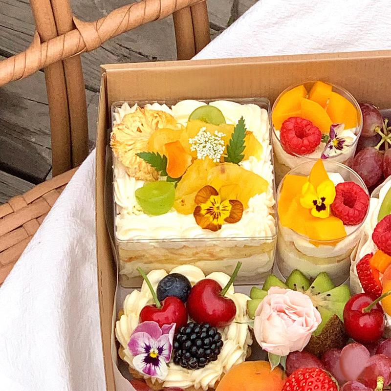 Kraft Paper Camping Picnic Box Dessert Cake Box Picnic Packing Box Disposable Paper Box